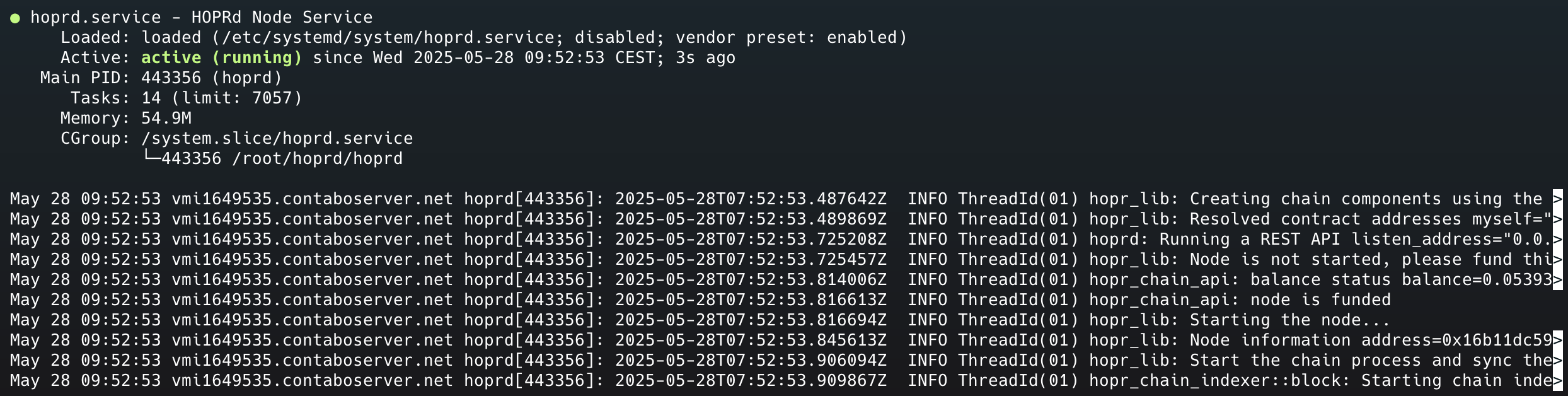HOPRd service status