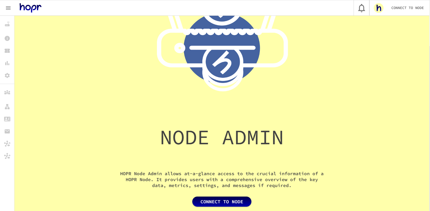 Node Admin Initial Screen